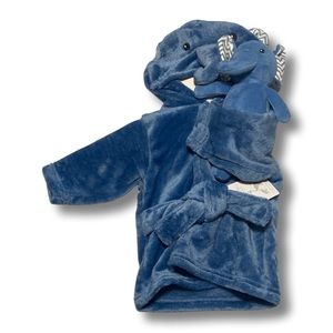 NWT Little Treasures Baby Plush Bathrobe & Matching Stuffed Elephant Size 0-9 mo